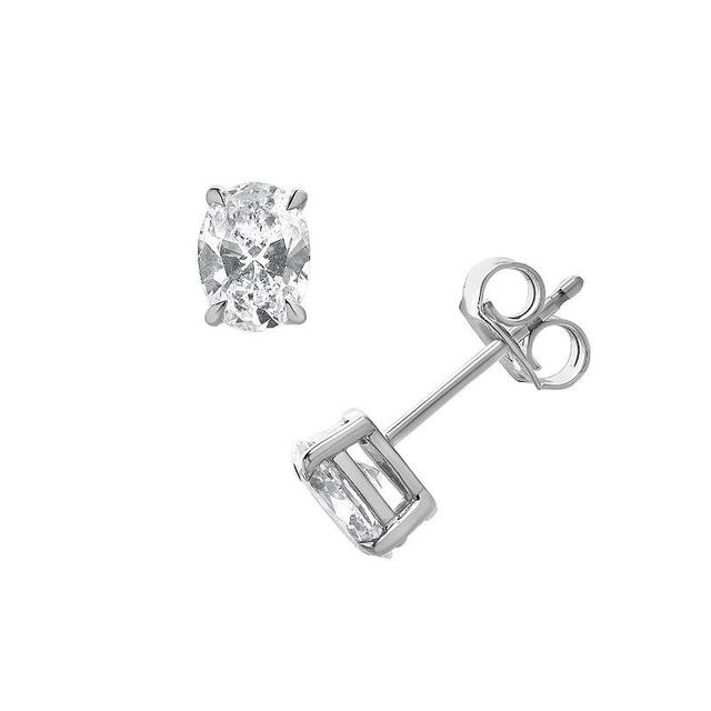 Diamond Brilliance 14k White Gold 1 Carat T.W. Lab-Grown Diamond Oval Stud Earrings, Womens, 14k Gold Product Image