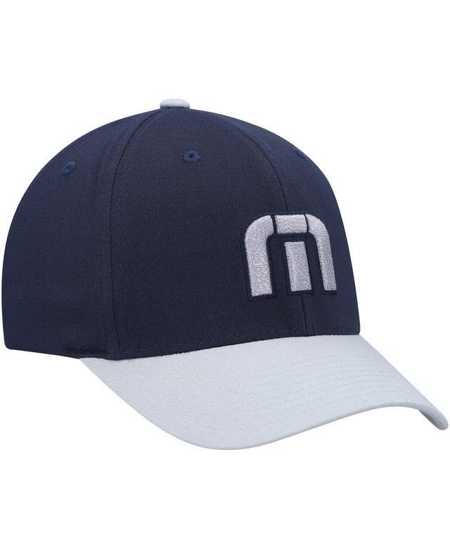 Mens Travis Mathew Navy and Gray Skipper Tri-Blend Snapback Hat - Navy Product Image