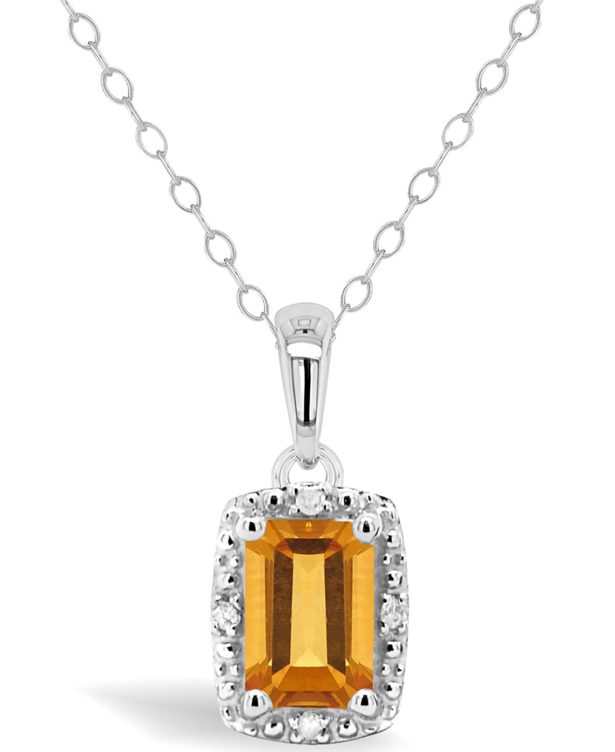 Gemstone and Diamond Accent Pendant Necklace in Sterling Silver Product Image