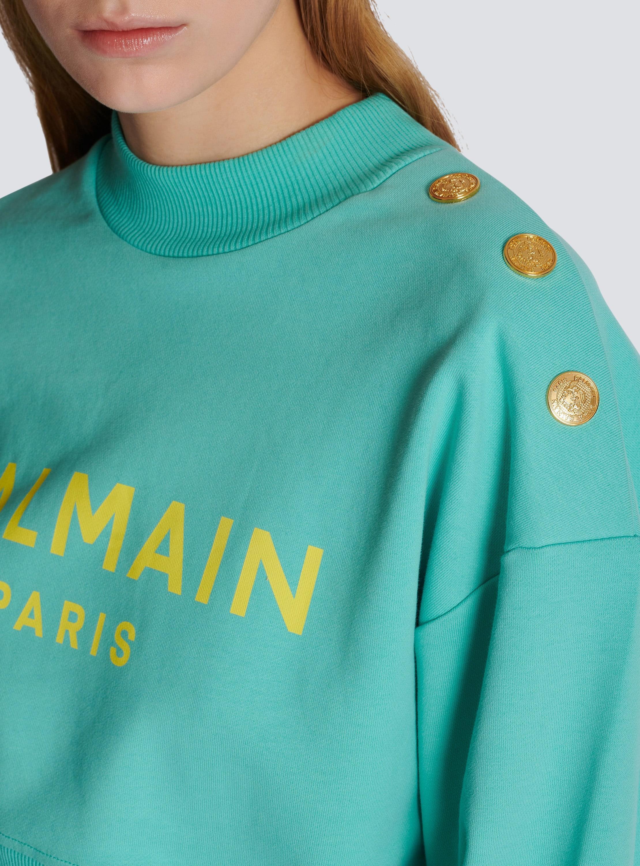 Cropped sweatshirt with Balmain Paris print Product Image