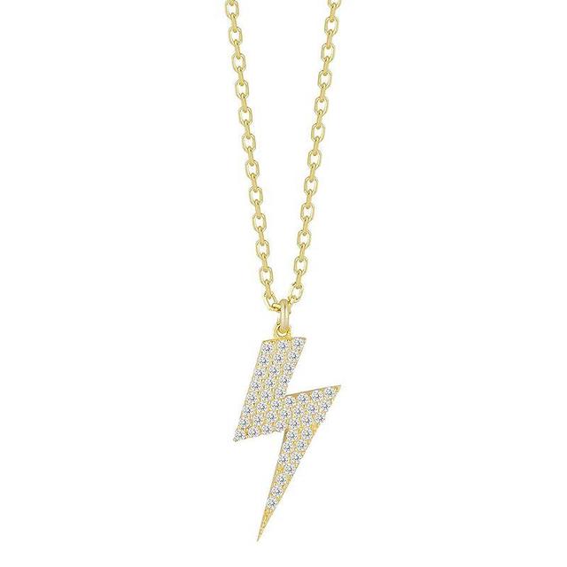 Sunkissed Sterling Cubic Zirconia Pave Lightning Bolt Necklace, Womens Gold Product Image