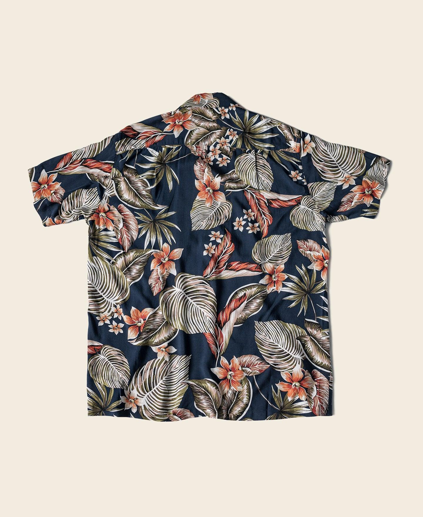 Plants & Flowers Pattern Aloha Shirt - Navy Product Image