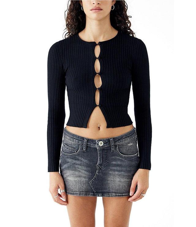 BDG Urban Outfitters Peyton Long Sleeve Button-Front Cut-Out Top Product Image