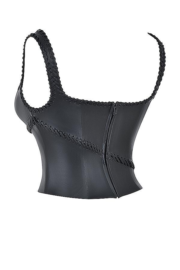 Leonie Black Vegan Leather Corset Product Image