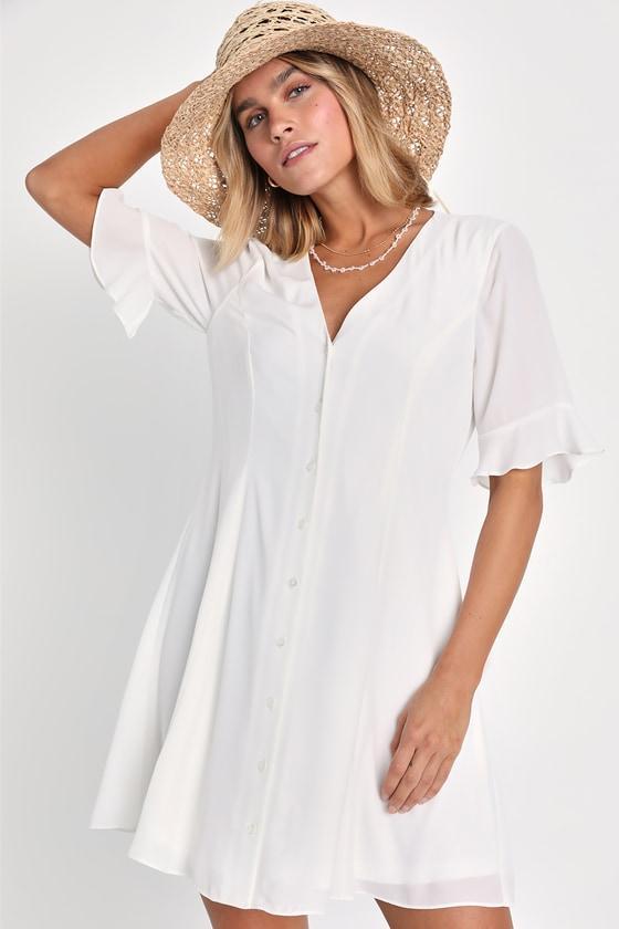 Castana White Button-Up Dress Product Image