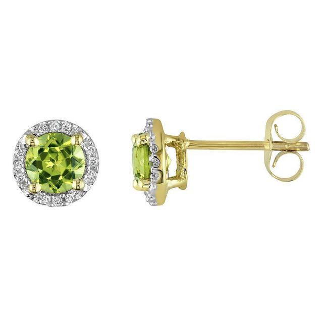 Stella Grace 10k Gold Peridot & Diamond Accent Halo Earrings, Womens Product Image