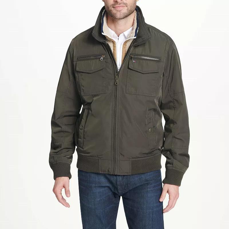 Big & Tall Tommy Hilfiger Midweight Water Resistant Performance Bomber Jacket, Mens Green Product Image