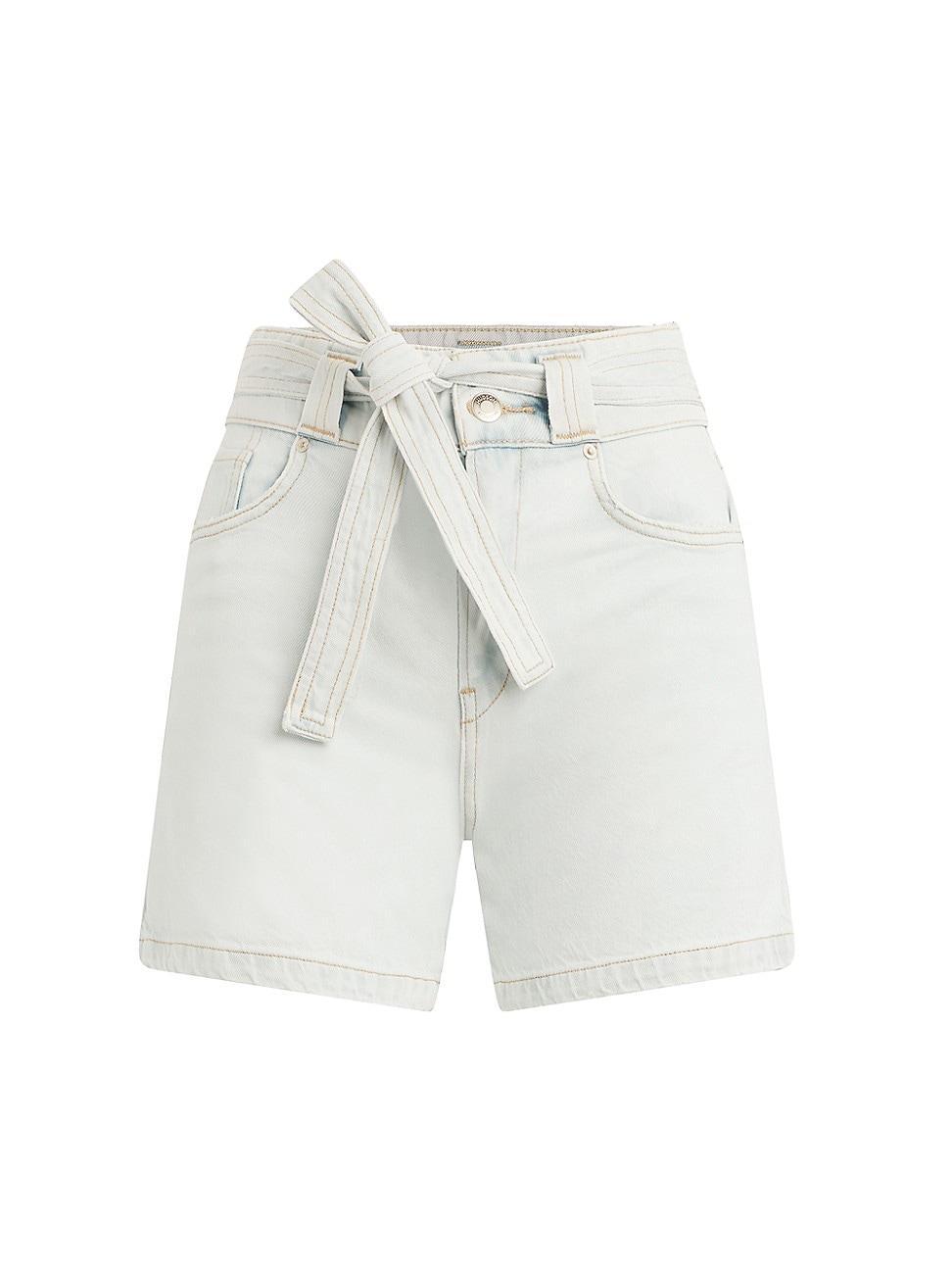 Womens Tie-Waist Denim Utility Shorts Product Image