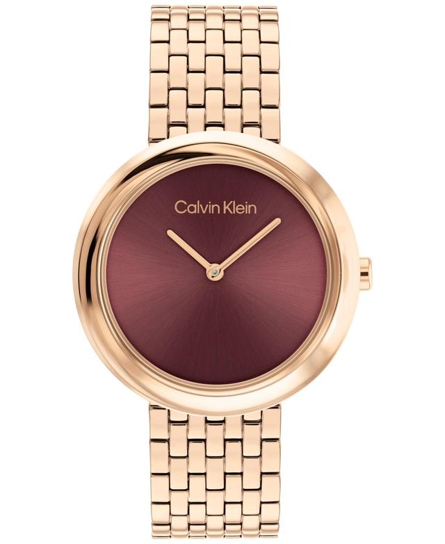 Calvin Klein Women Twisted Bezel Rose Gold-Tone Stainless Steel Bracelet Watch 34mm - Rose Gold Product Image