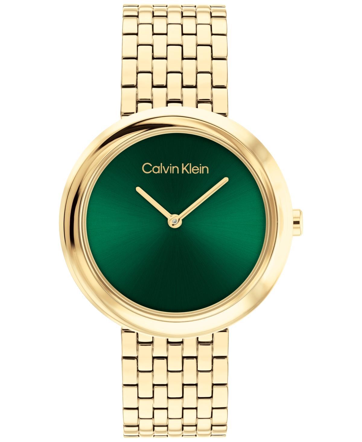 Calvin Klein Women Twisted Bezel Gold-tone Stainless Steel Bracelet Watch 34mm - Gold Product Image