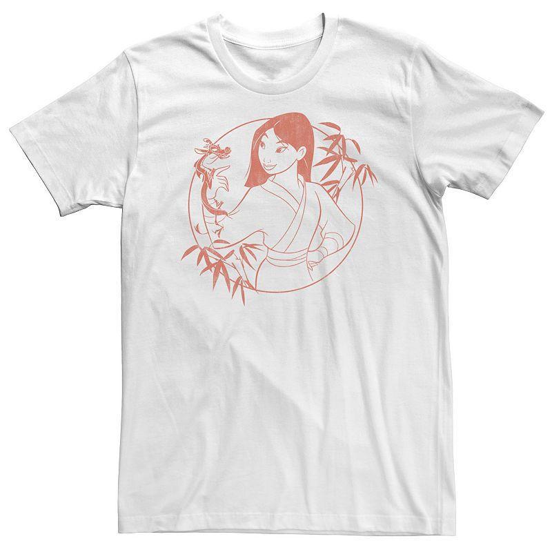 Disney Big & Tall Disney Mulan & Mushu Bamboo Portrait Outline Tee, Men's, Size: 3XL, White - Size: 3XL Product Image