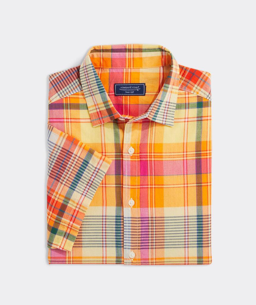 Cotton Madras Short-Sleeve Plaid Shirt Product Image