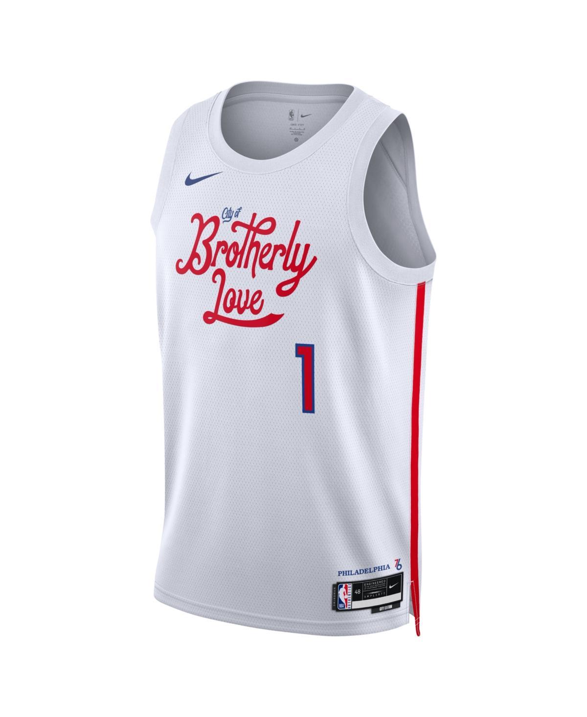 Mens and Womens Nike Joel Embiid White Philadelphia 76ers 2022/23 City Edition Swingman Jersey - White Product Image