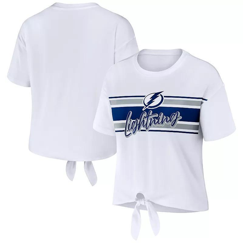 Womens WEAR by Erin Andrews White Tampa Bay Lightning Front Knot T-Shirt Product Image