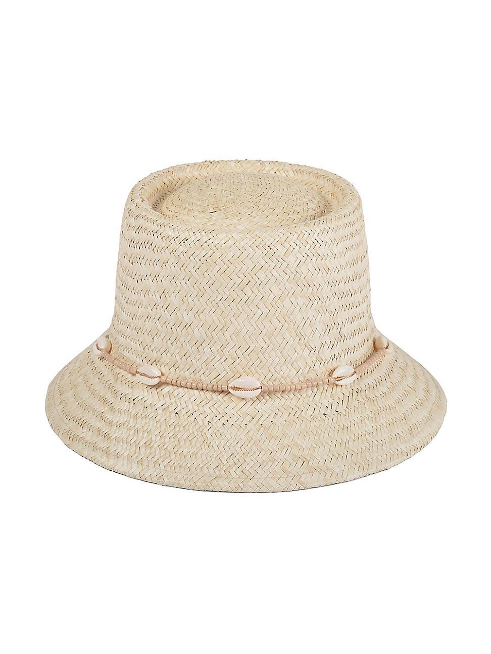 Womens Seashell-Embellished Straw Bucket Hat Product Image