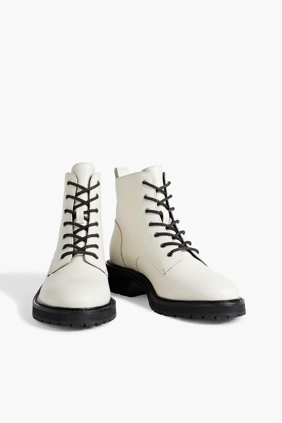 Cannon Leather Combat Boots In Off-white Product Image