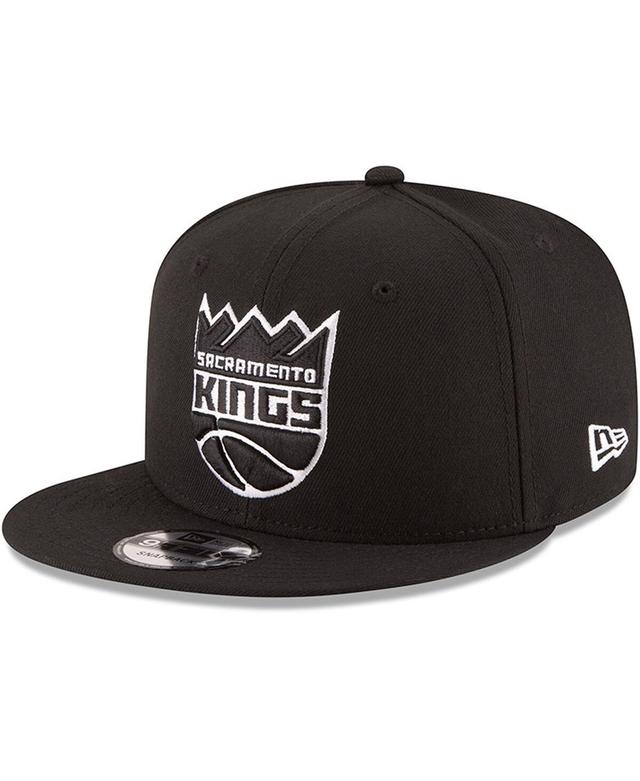 New Era Mens Black Sacramento Kings Black White Logo 9fifty Adjustable Snapback Hat Product Image