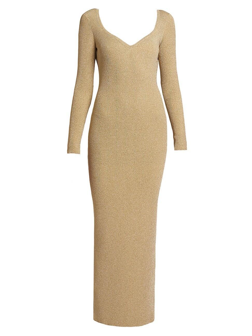 Womens Metallic Knit Open-Back Fitted Dress Product Image