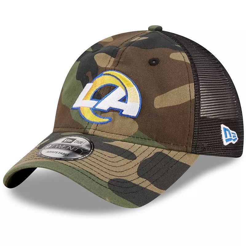 Men's New Era Camo/Black Los Angeles Rams Basic 9TWENTY Trucker Snapback Hat Product Image