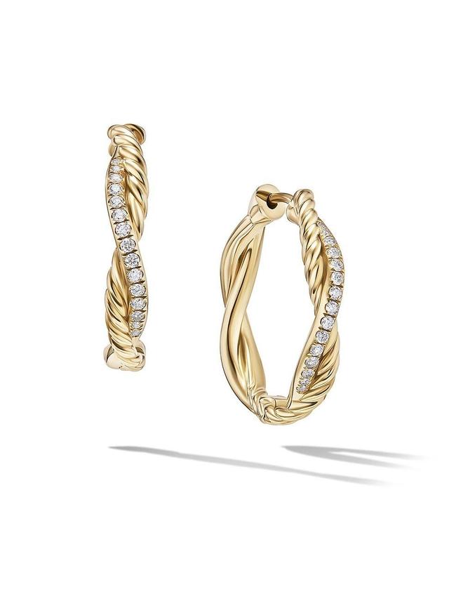 David Yurman Infinity 18K Yellow Gold Twist Cable Diamond Hoop Earrings Product Image