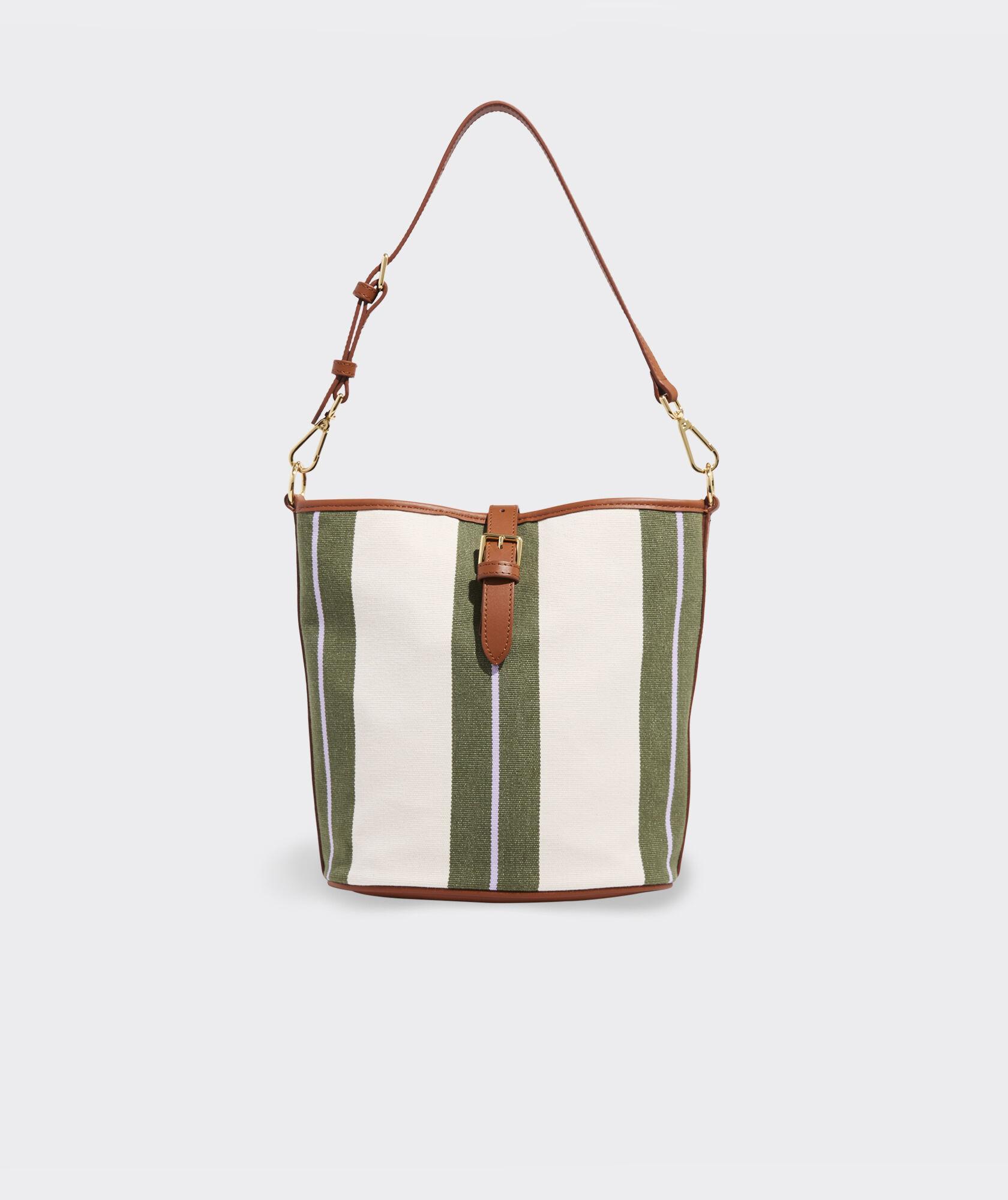 Leather Trim Striped Shoulder Bag Product Image