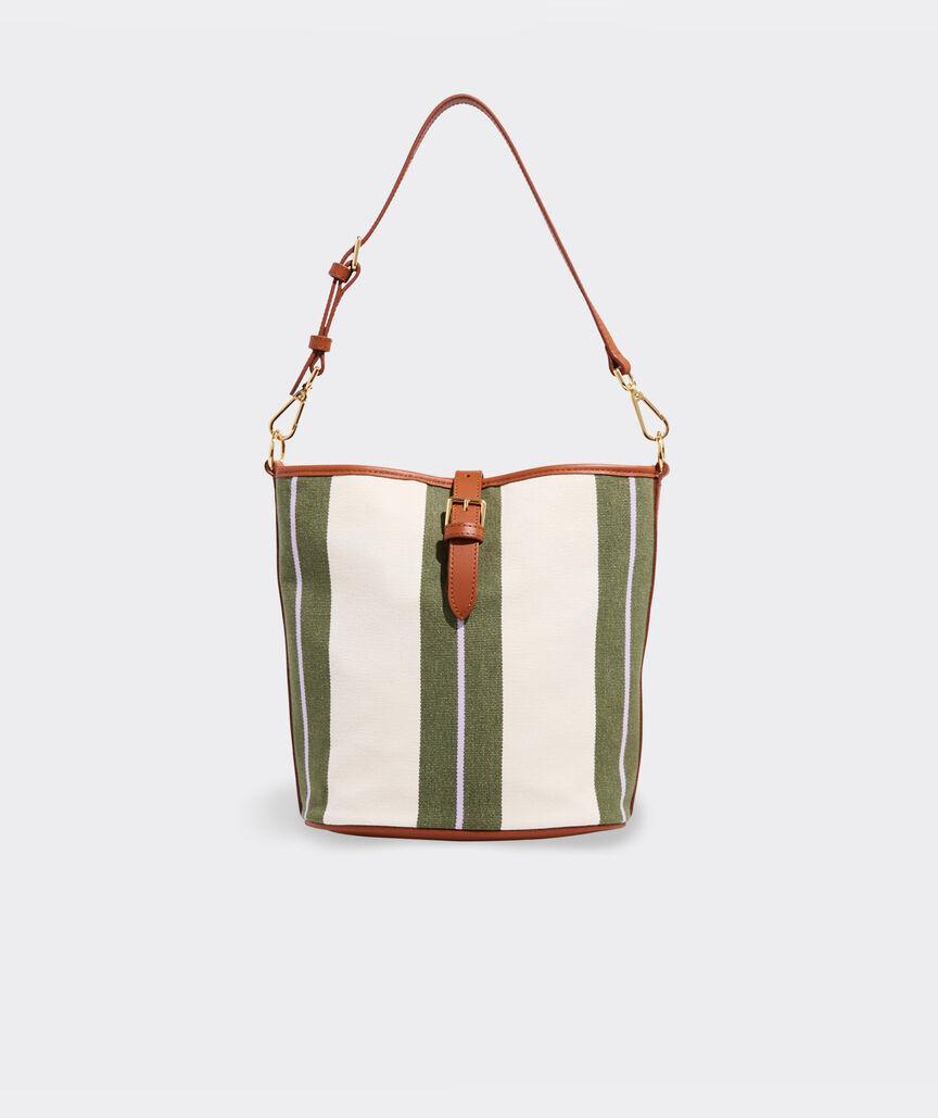 Leather Trim Striped Shoulder Bag Product Image