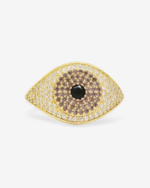 Black Evil Eye Ring - Gold|Black Diamondettes Product Image