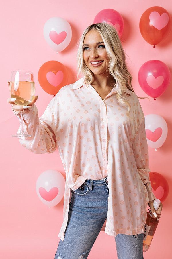 Busy In The City Polka Dot Top in Pink Product Image