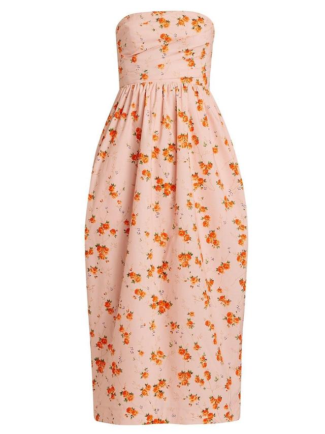 Womens Luxie Floral Cotton Strapless Midi-Dress Product Image