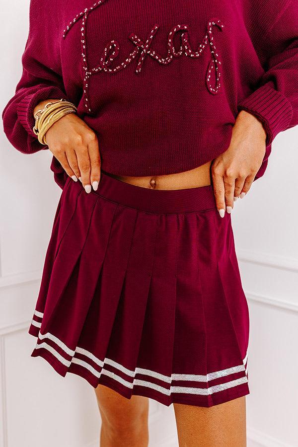 Pep Squad High Waist Pleated Skort in Maroon Product Image