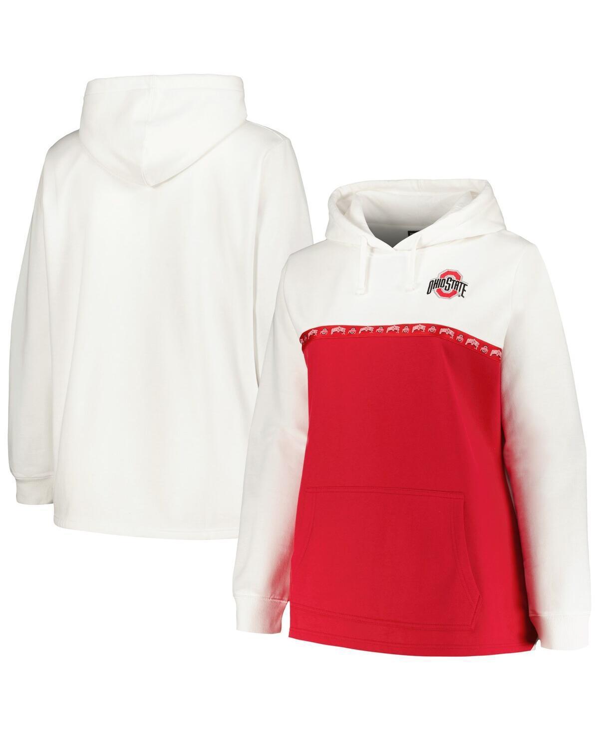 Womens Profile /Scarlet Ohio State Buckeyes Plus Size Taping Pullover Hoodie Product Image