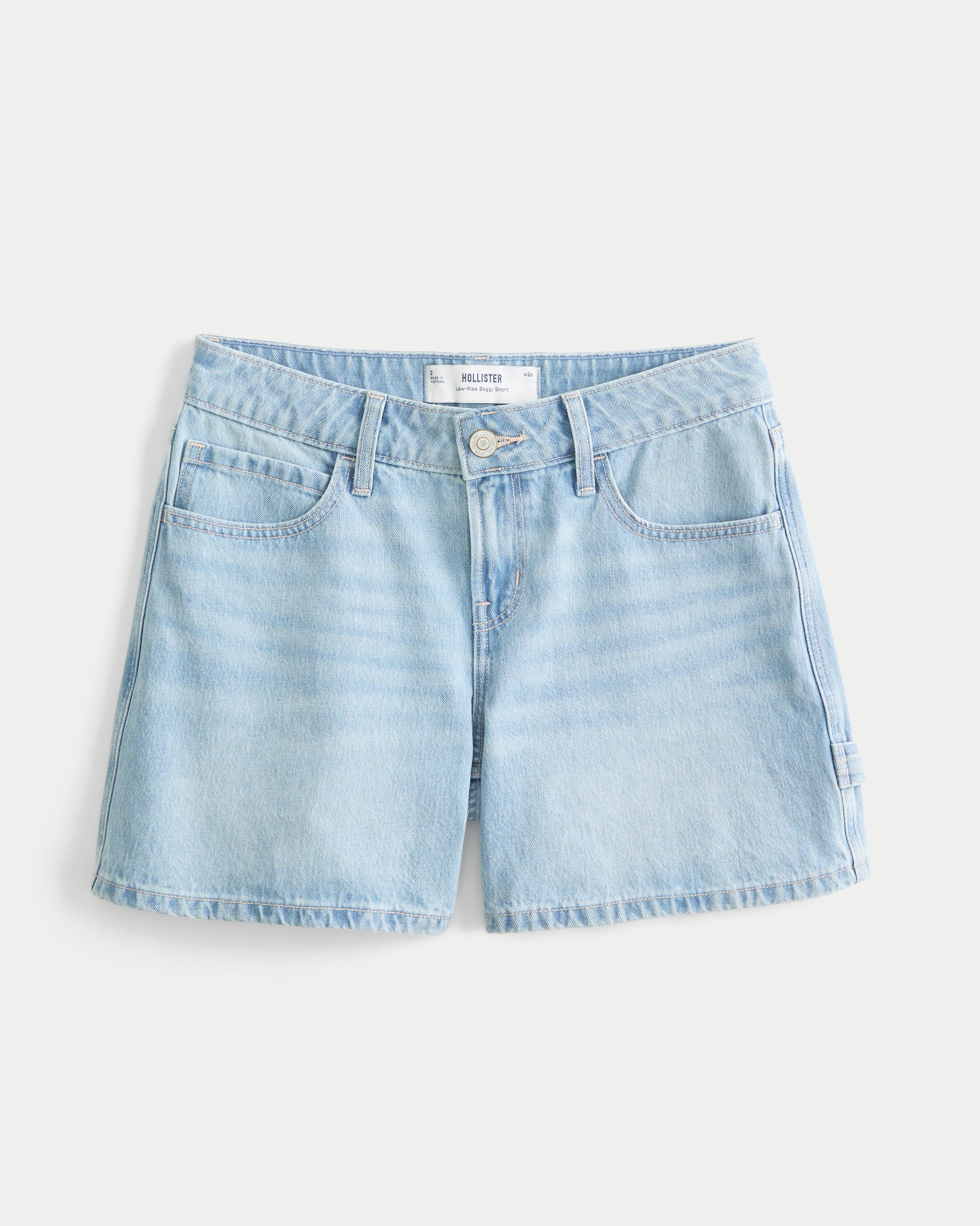 Low-Rise Light Wash Baggy Denim Carpenter Shorts 5" Product Image