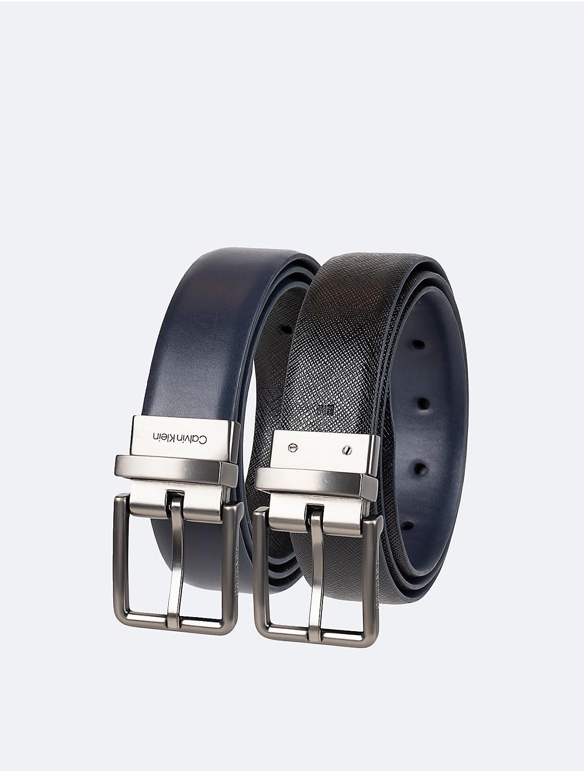 Calvin Klein Men's Reversible Recycled Leather Belt, Black, Medium Product Image