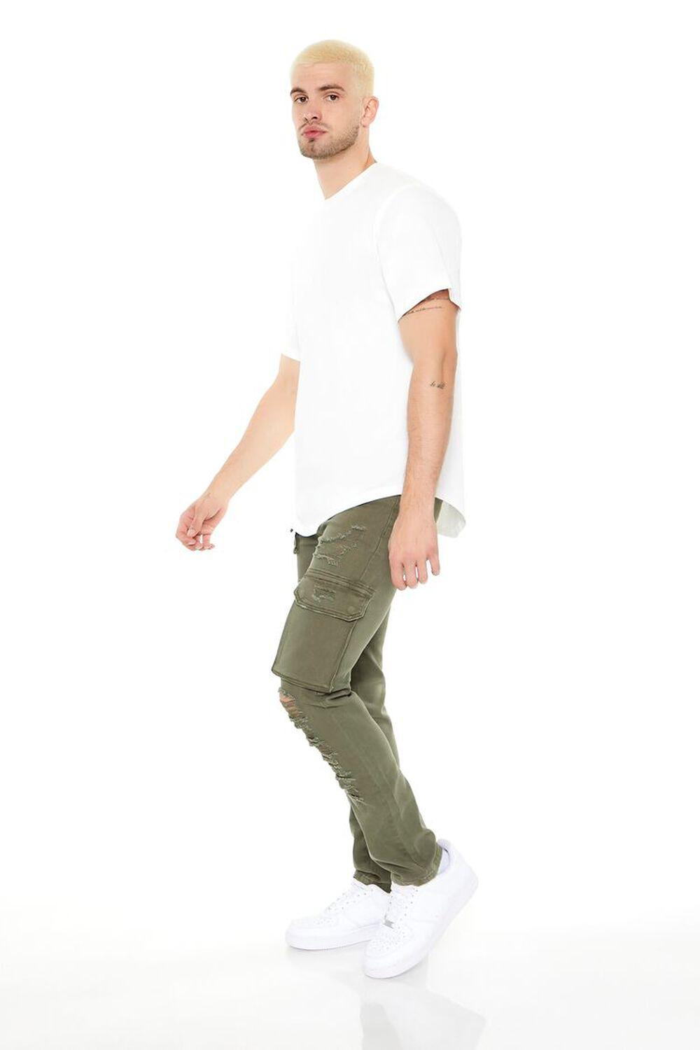 Distressed Slim-Fit Cargo Jeans | Forever 21 Product Image