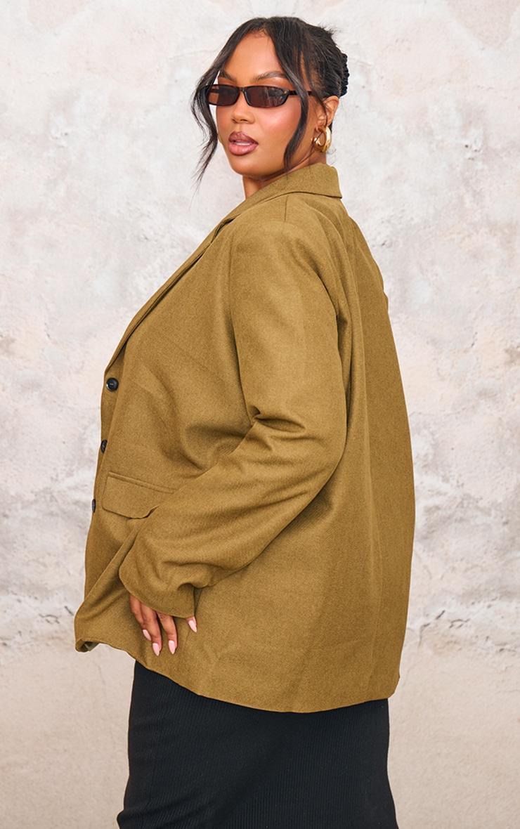 Plus Olive Oversized Tailored Blazer Product Image