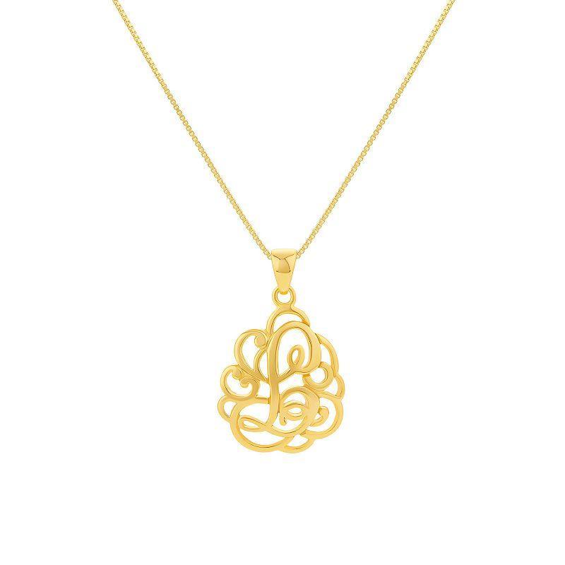 PRIMROSE Sterling Silver Monogram Initial Pendant Necklace, Womens Gold Tone U Product Image