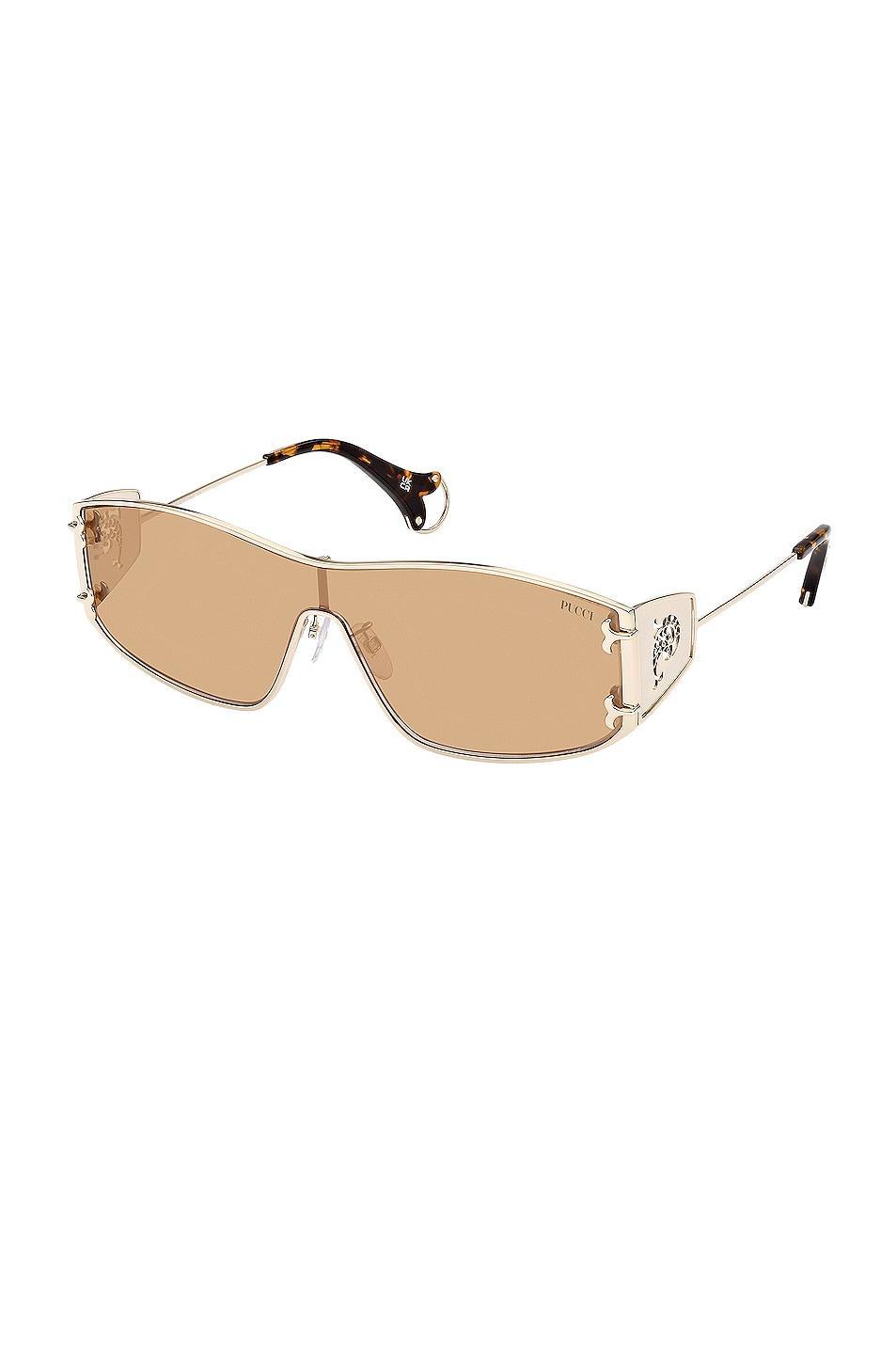 Emilio Pucci Shield Sunglasses in Metallic Gold Product Image