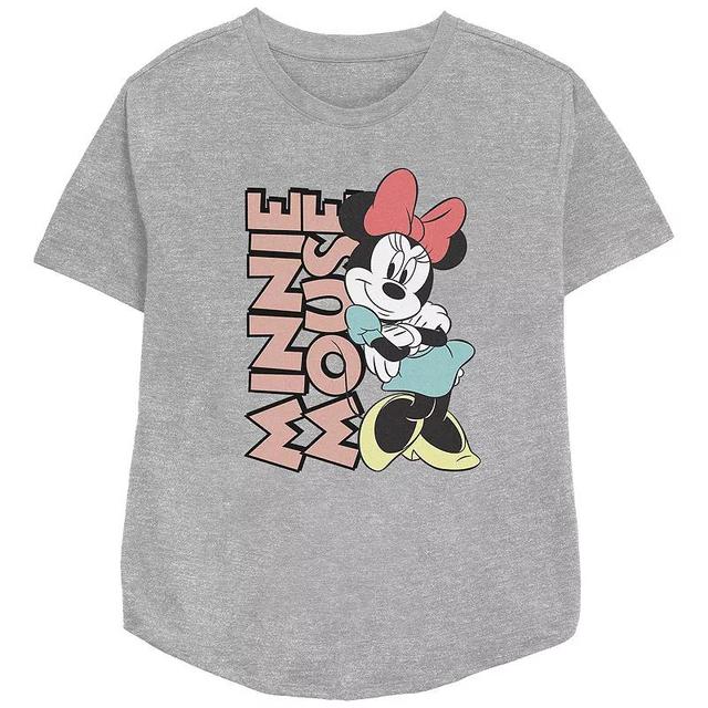 Disneys Minnie Mouse Lean On Me Womens Relaxed Fit Graphic Tee Athletic Grey Product Image