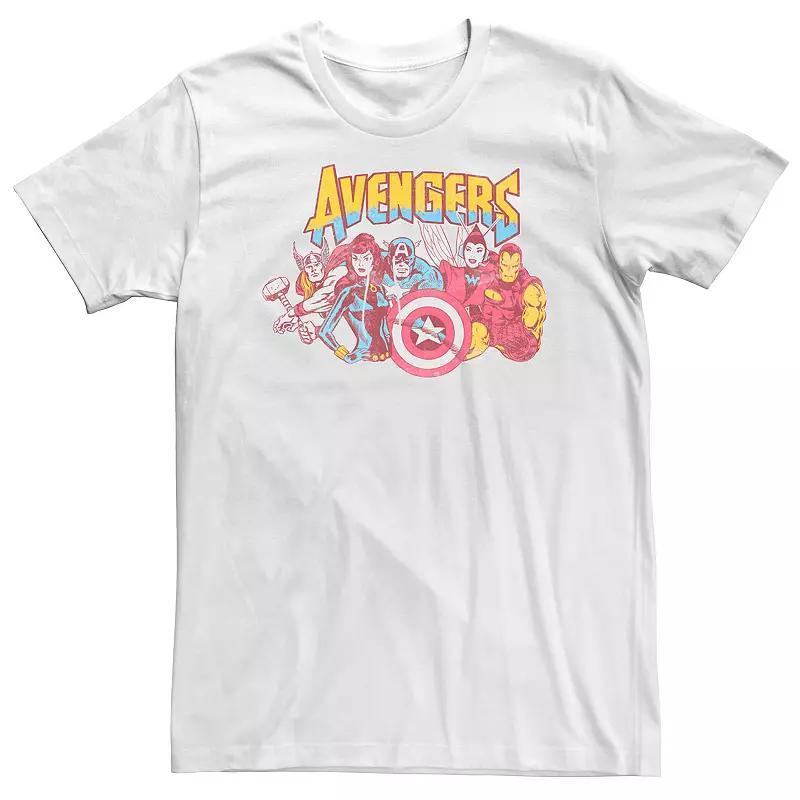 Big & Tall Marvel Avengers Superheroes Vintage Comics Tee, Mens Product Image