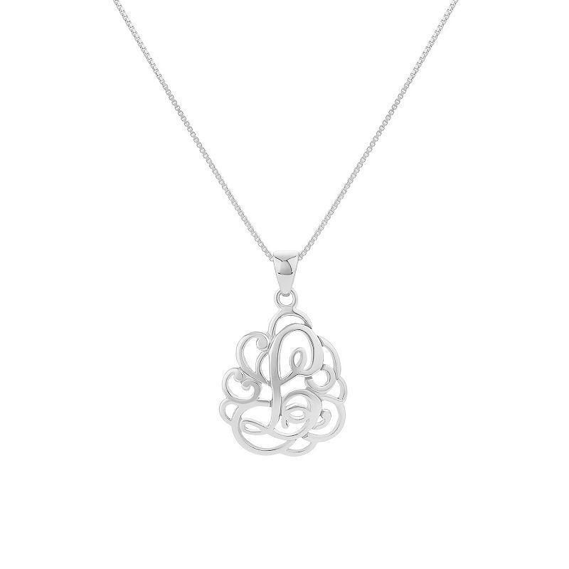 PRIMROSE Sterling Silver Monogram Initial Pendant Necklace, Womens Silver Tone S Product Image