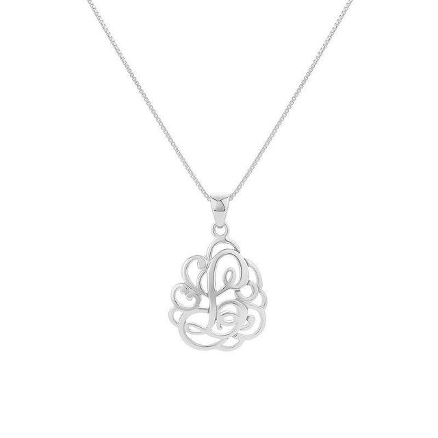 PRIMROSE Sterling Silver Monogram Initial Pendant Necklace, Womens Silver Tone S Product Image