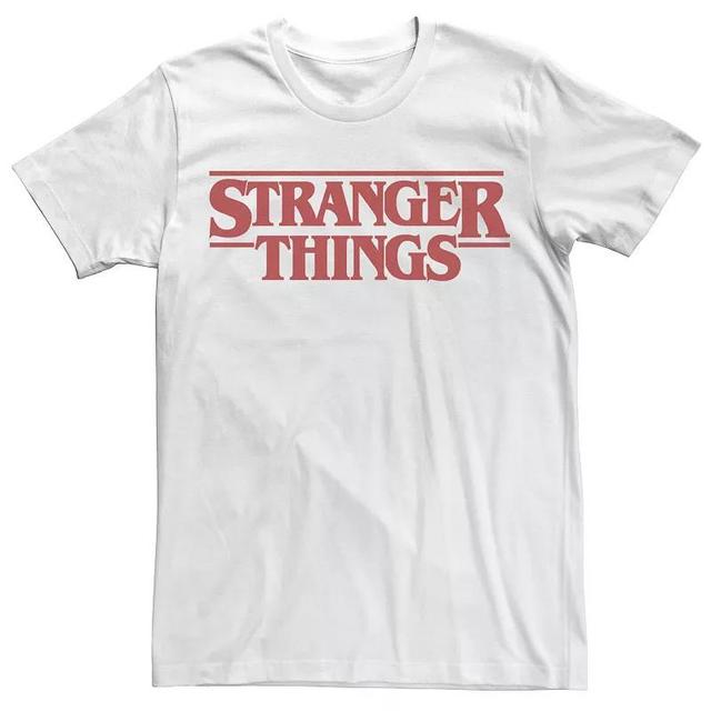 Mens Netflix Stranger Things Simple Red Text Logo Tee White Product Image