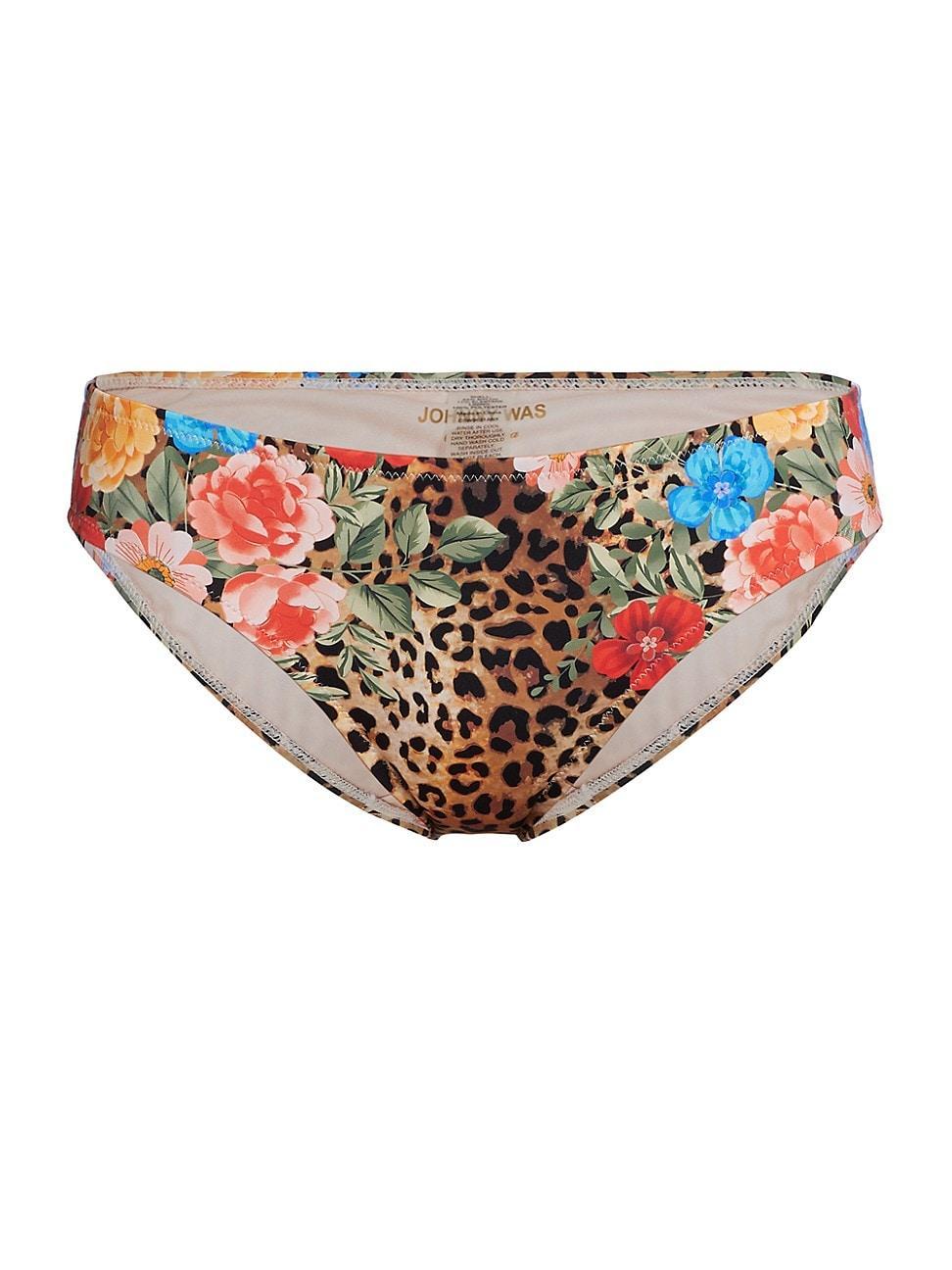 Womens Cheetah & Floral-Print Bikini Bottom Product Image