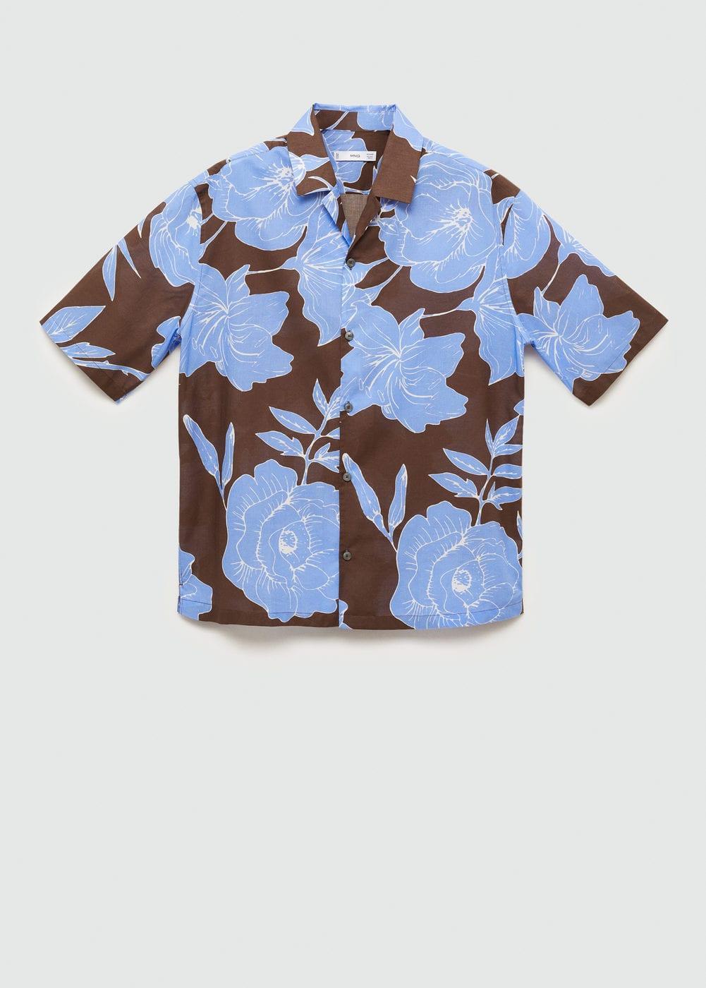 MANGO MAN - Regular-fit printed cotton shirt brownMen Product Image