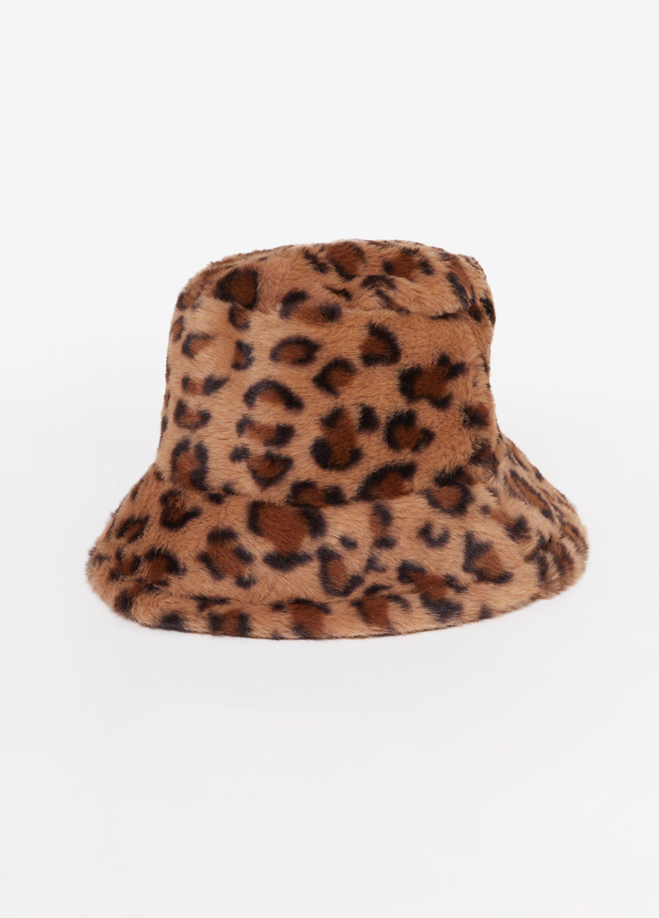 Leopard Faux Fur Bucket Hat Product Image