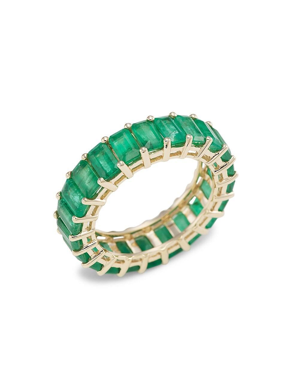 Womens 14K Yellow Gold & Emerald Eternity Ring Product Image