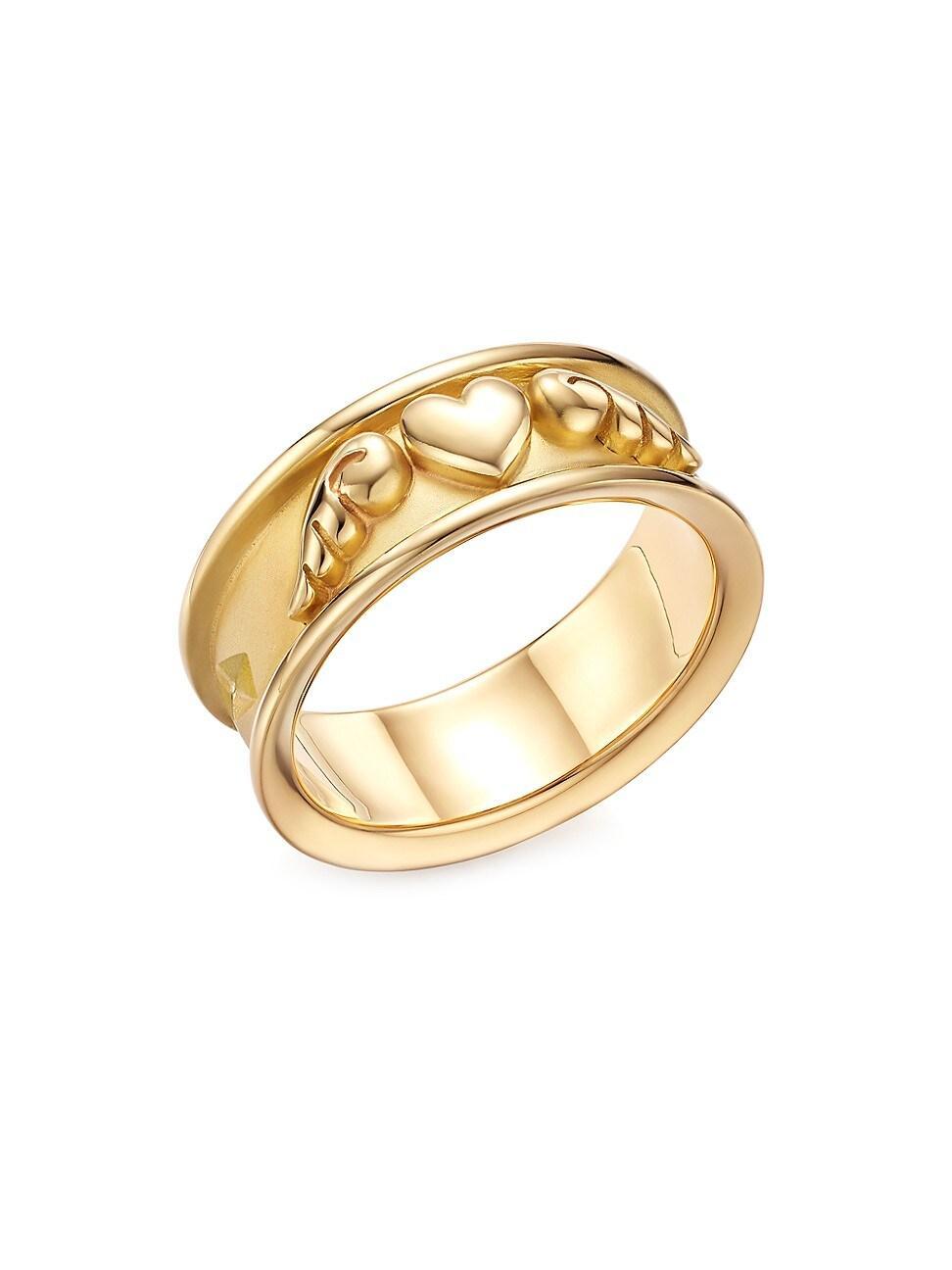 Womens Classic 18K Gold Winged Heart Ring Product Image