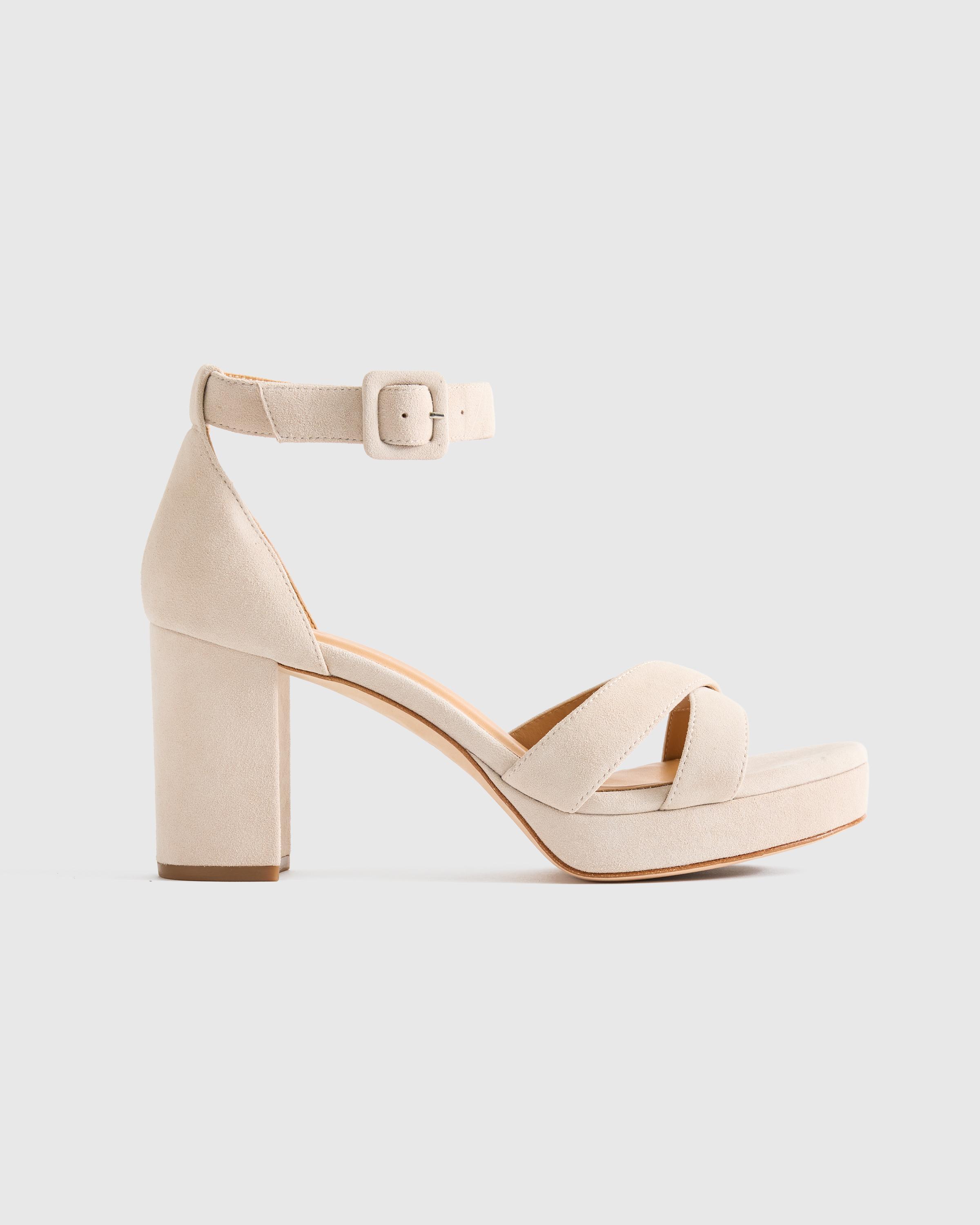 Italian Leather Crisscross Platform Block Heel Sandal product image