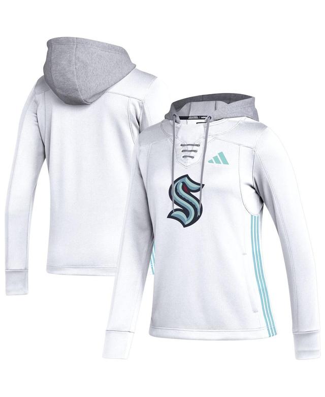 Womens adidas White Seattle Kraken Refresh Skate Lace AEROREADY Pullover Hoodie Product Image