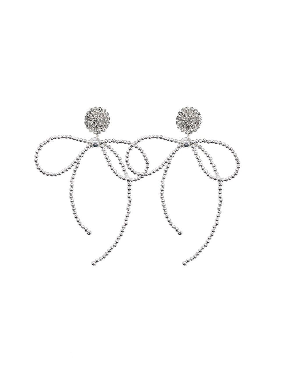 Womens toile Lucia Silvertone & Rhinestone Earrings Product Image